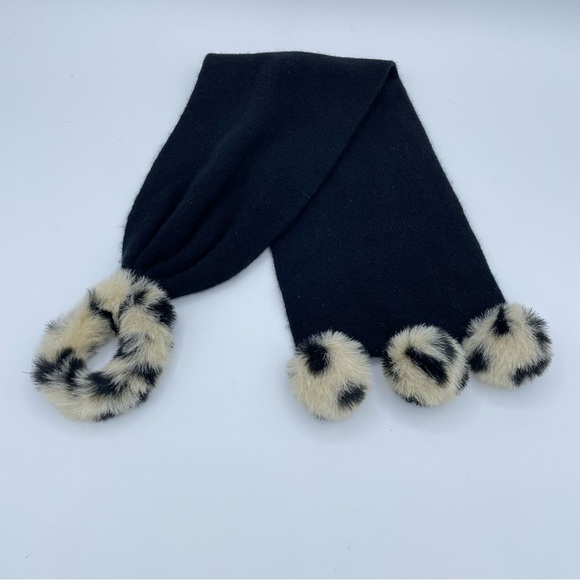 Talbots Cashmere Scarf OS Black/Cream - Picture 4 of 10